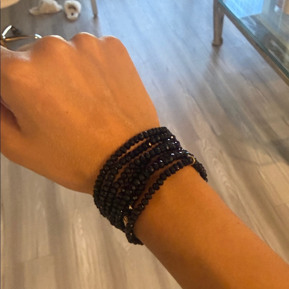 Black Beaded Wrap Bracelet